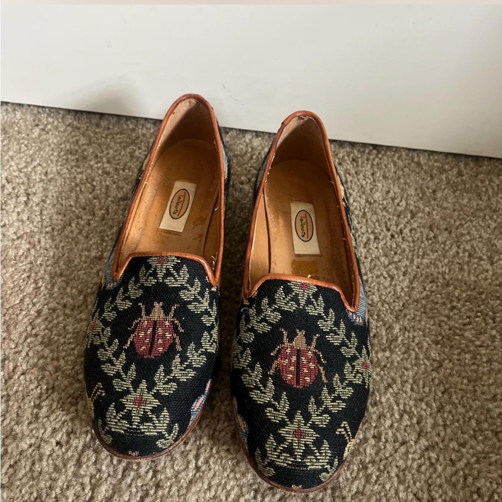 vintage talbots ladybug needlepoint flats